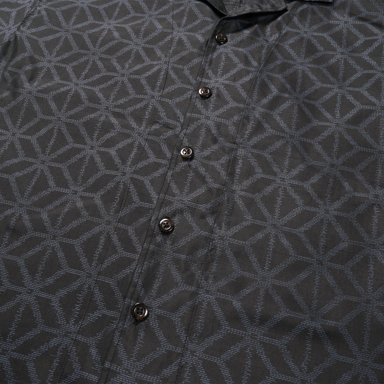 大島紬開襟シャツ KIMONO "Ohshima tsumugi" SHIRT