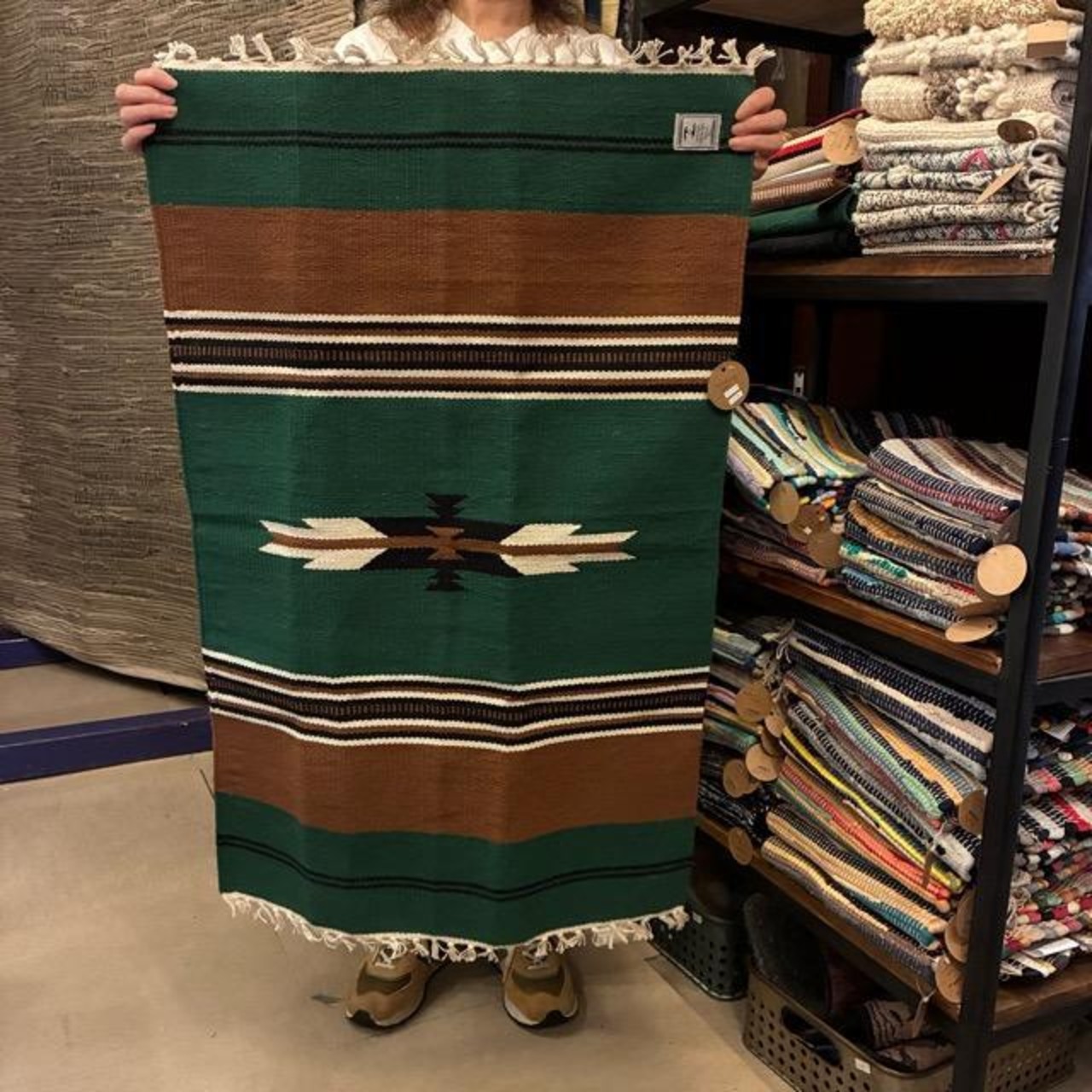 India Ortega mat 3color　インド　オルテガマット　90×60cm　全3色　ブラック　グリーン　ベージュ　玄関マット　チマヨ柄　ネイティブ柄　アメリカン