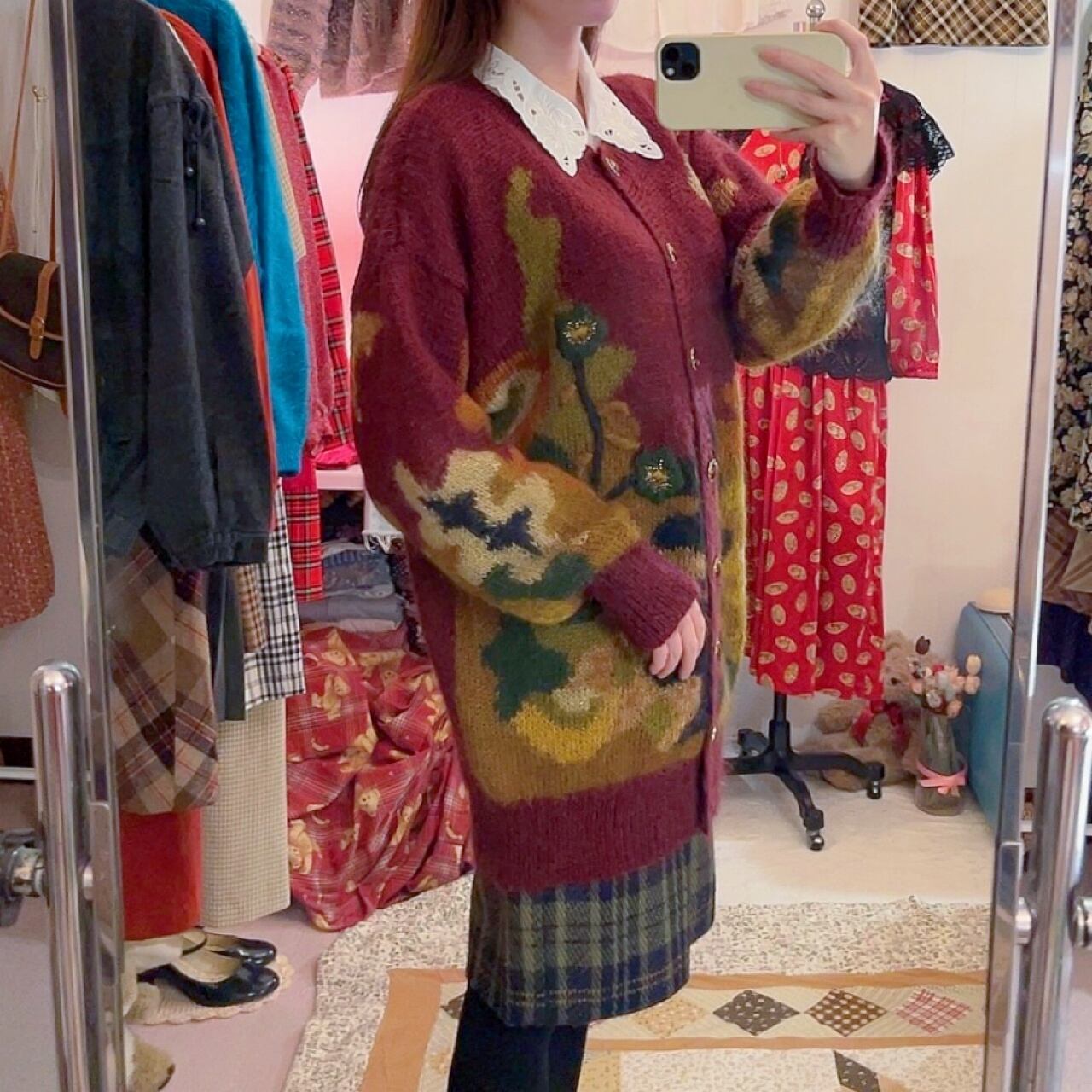 botanical lame knit cardigan