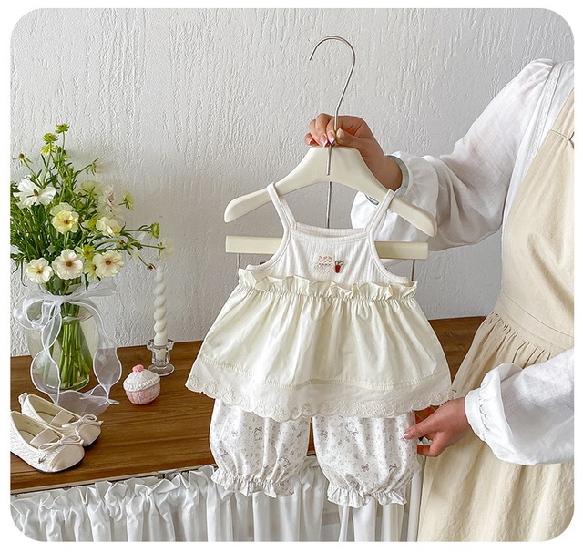 【セット】パピーティアードノースリーブブラウス花柄パンツセットアップ - 7