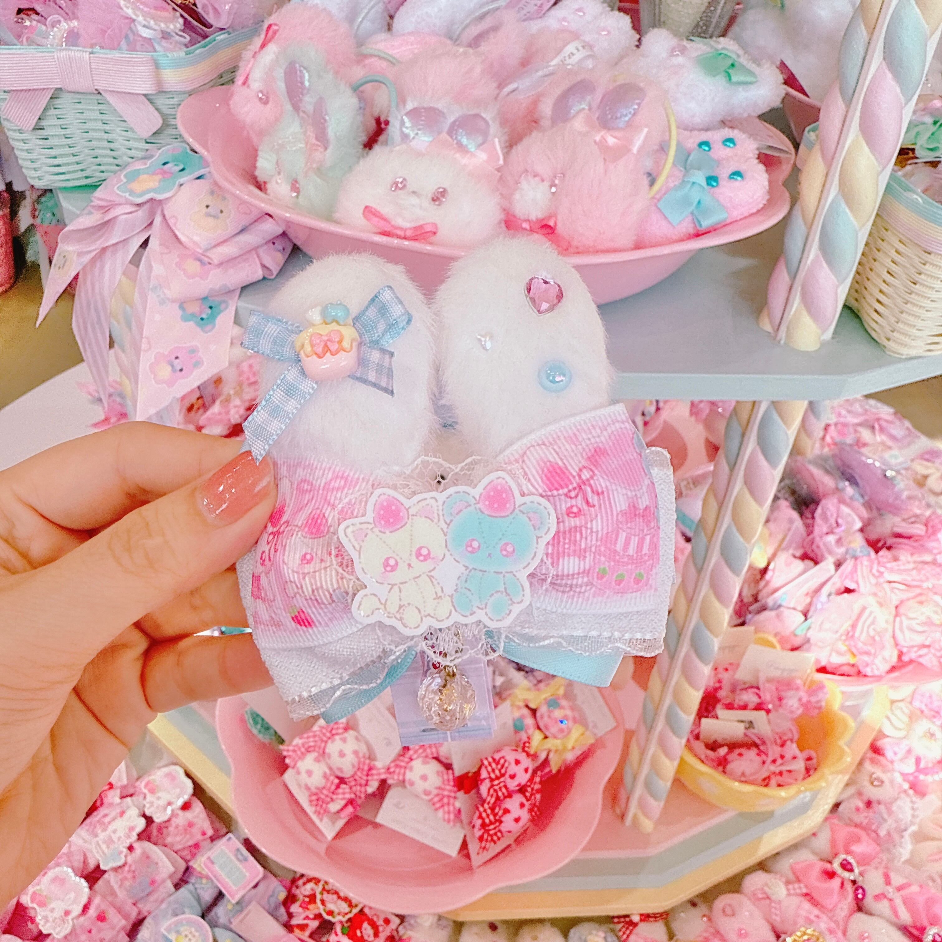 【F7】62-72うさ耳リボンヘアクリップ