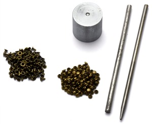 【在庫処分】starPG ミニチュア 片面 カシメ リベット 3mm 100個 ドールメイキング レザークラフト DIY パーツ (アンティークゴールド 工具付)