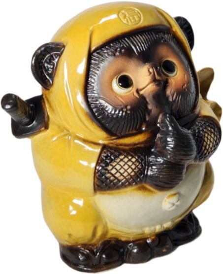 忍者狸 黄 5号 （ドローン） （忍者たぬき・忍者狸・置物・たぬき