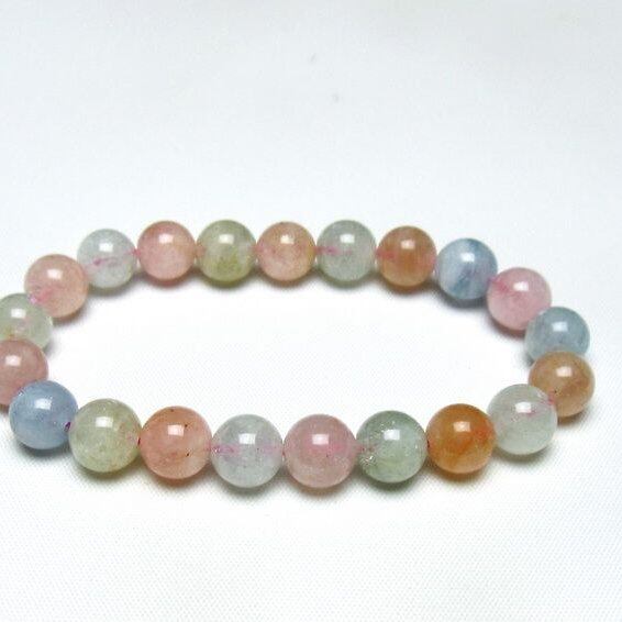 ミックスカラーベリル ブレスレット 9mm 一点物 メール便可 [M便 1/10] 111-48877