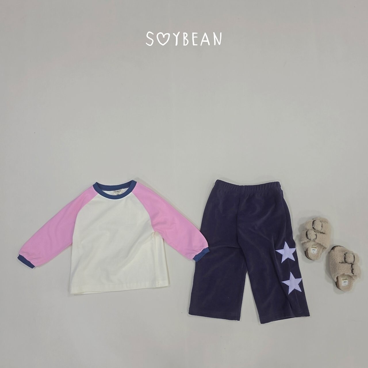 韓国子供服 / 26Autumn / soybean / カラ─ ラグランTシャツ / キッズ服 / ジュニア服 / 秋服 *XS~JM*