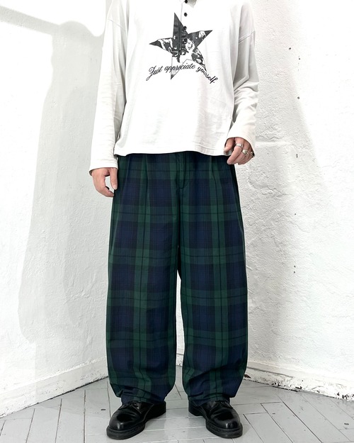 90s~ TOMMY HILFIGER "Blackwatch" 2tac Cotton Easy Pants