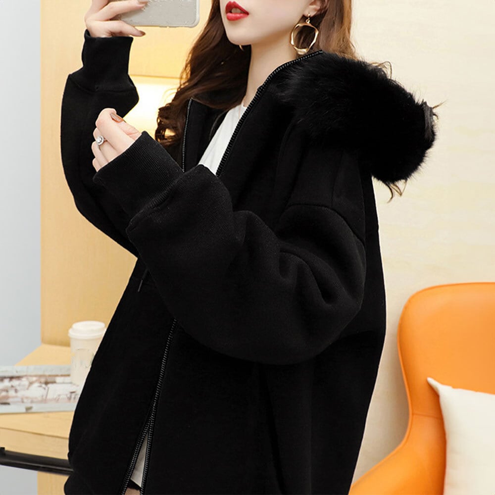ジップアップ パーカー レディース 韓国 羽織り トップス 秋冬 裏起毛 防寒 保温 おしゃれ ストリート系 カジュアル 大人 かわいい ジップパーカー ゆったり オーバーサイズ 大人可愛い 大人女子