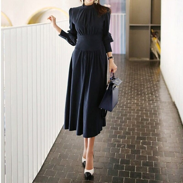 ネイビーパフスリーブワンピース 258 Moo ネイビーパフスリーブワンピース 258 Moo