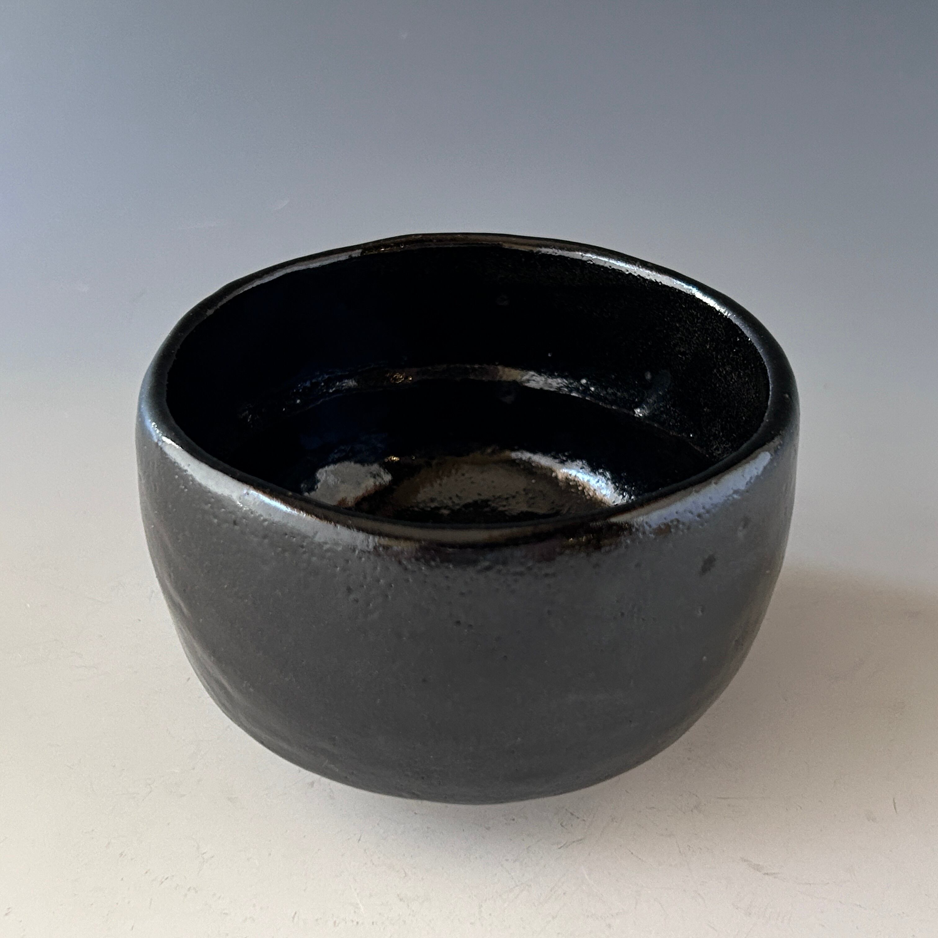 茶道具 即中斎手捏り写 黒茶碗 神楽岡楽入 共箱 楽焼 表千家 濃茶 稽古