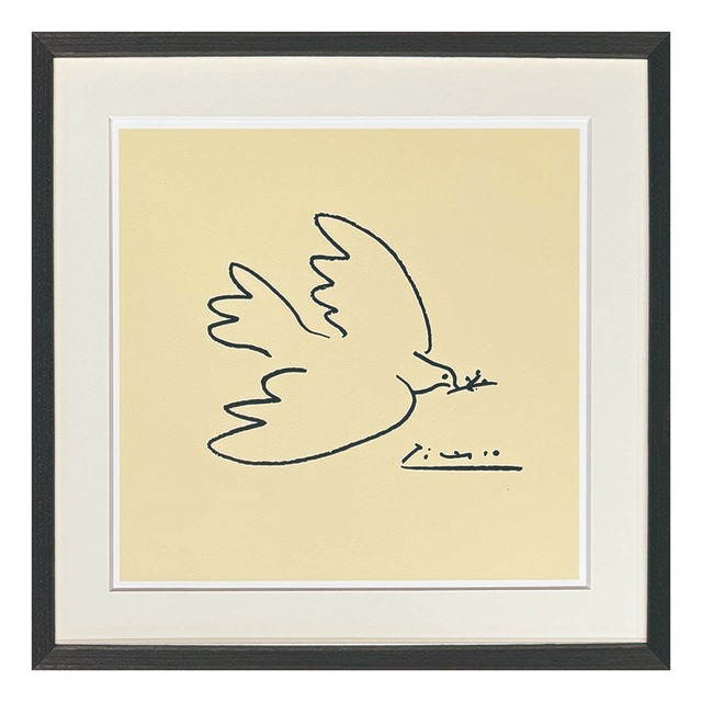 [額縁付き] パブロ・ピカソ「The Dove of Peace,1945」ブラックフレーム アートポスター 425×425mm AFPP18