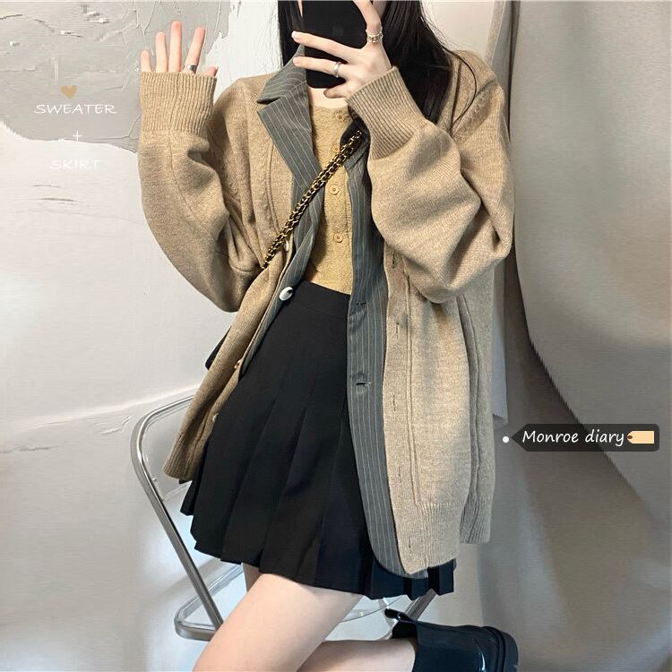 スタンダードニットカーディガンレディースセーター ジャケット オータムルーズ レトロ 秋物 モンロー86593202252