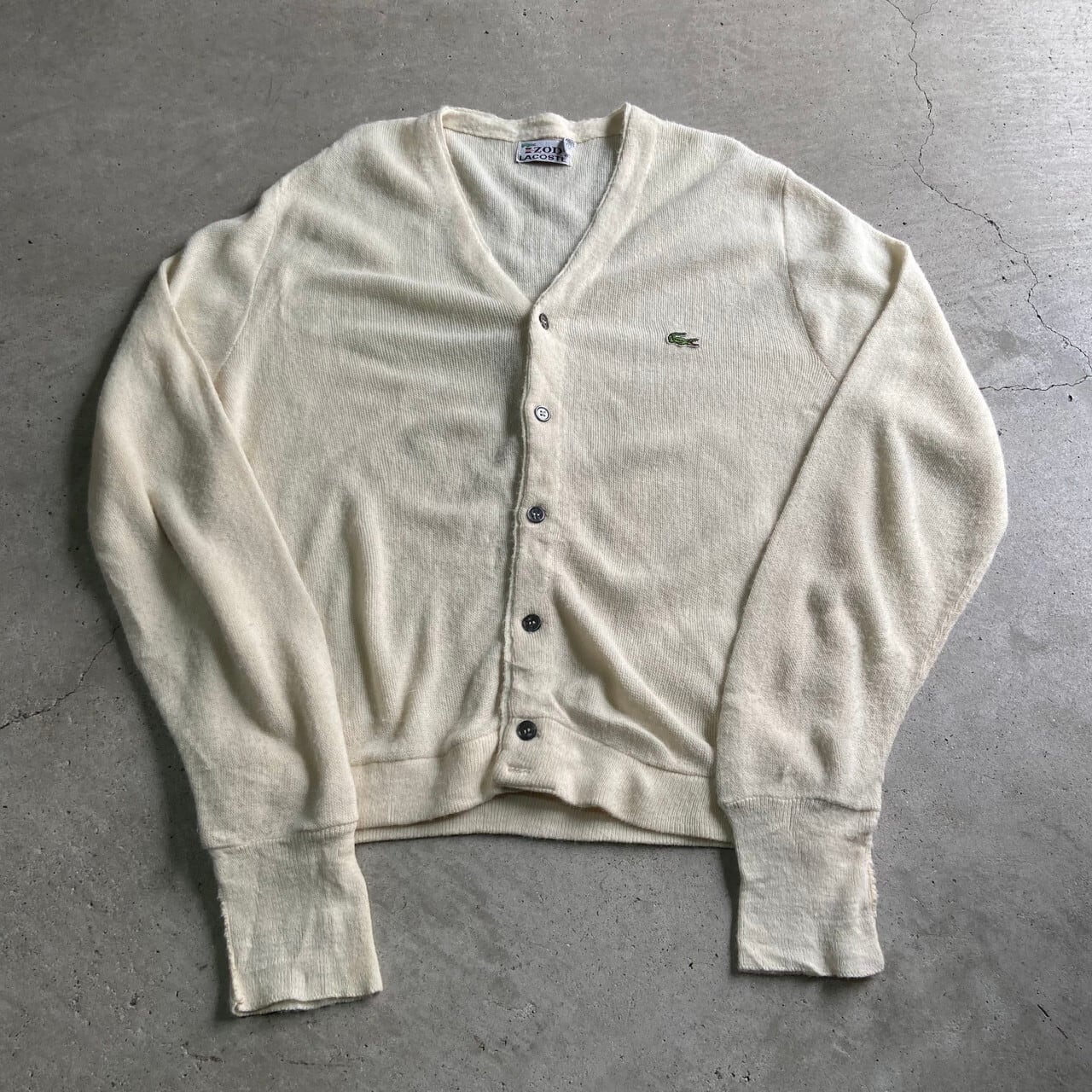 70年代 IZOD LACOSTE ビンテージ 古着 アクリルカーディガン M 70年代 ビンテージ IZOD LACOSTE アイゾッド ラコステ アクリル