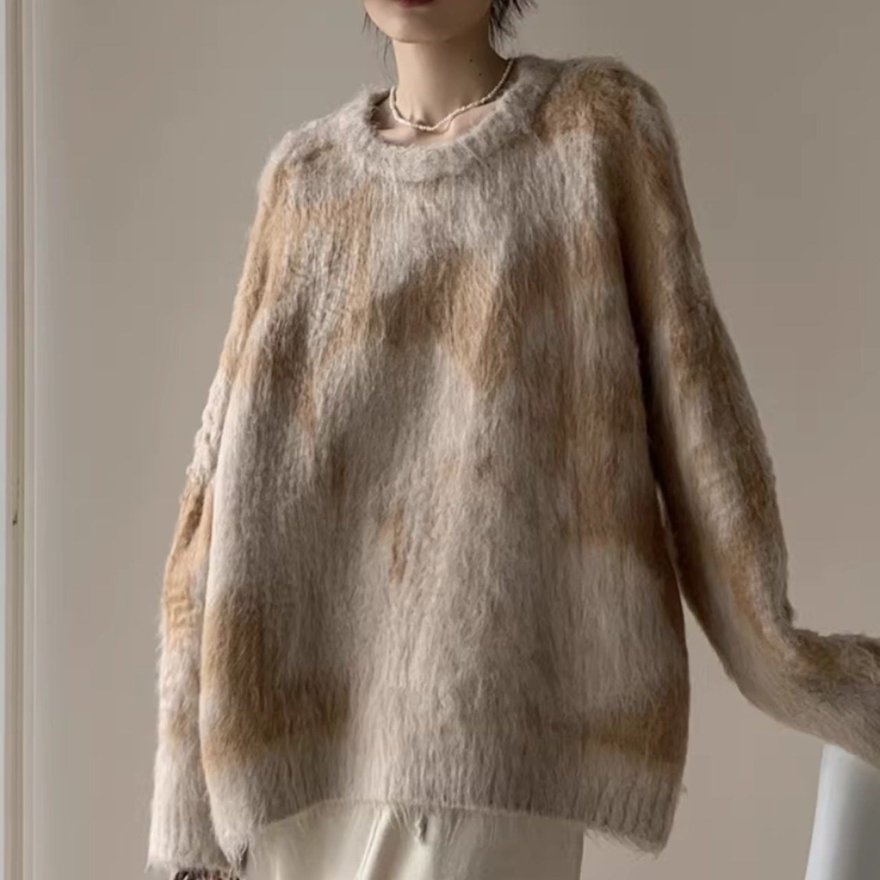 長袖 オーバーサイズ 柄編み ニット 00081・画像2