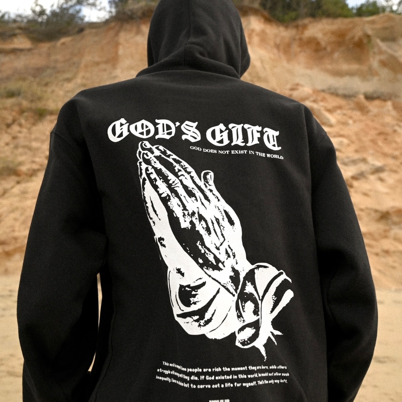 GOD'S GIFT ZIP HOODIE 【Black】