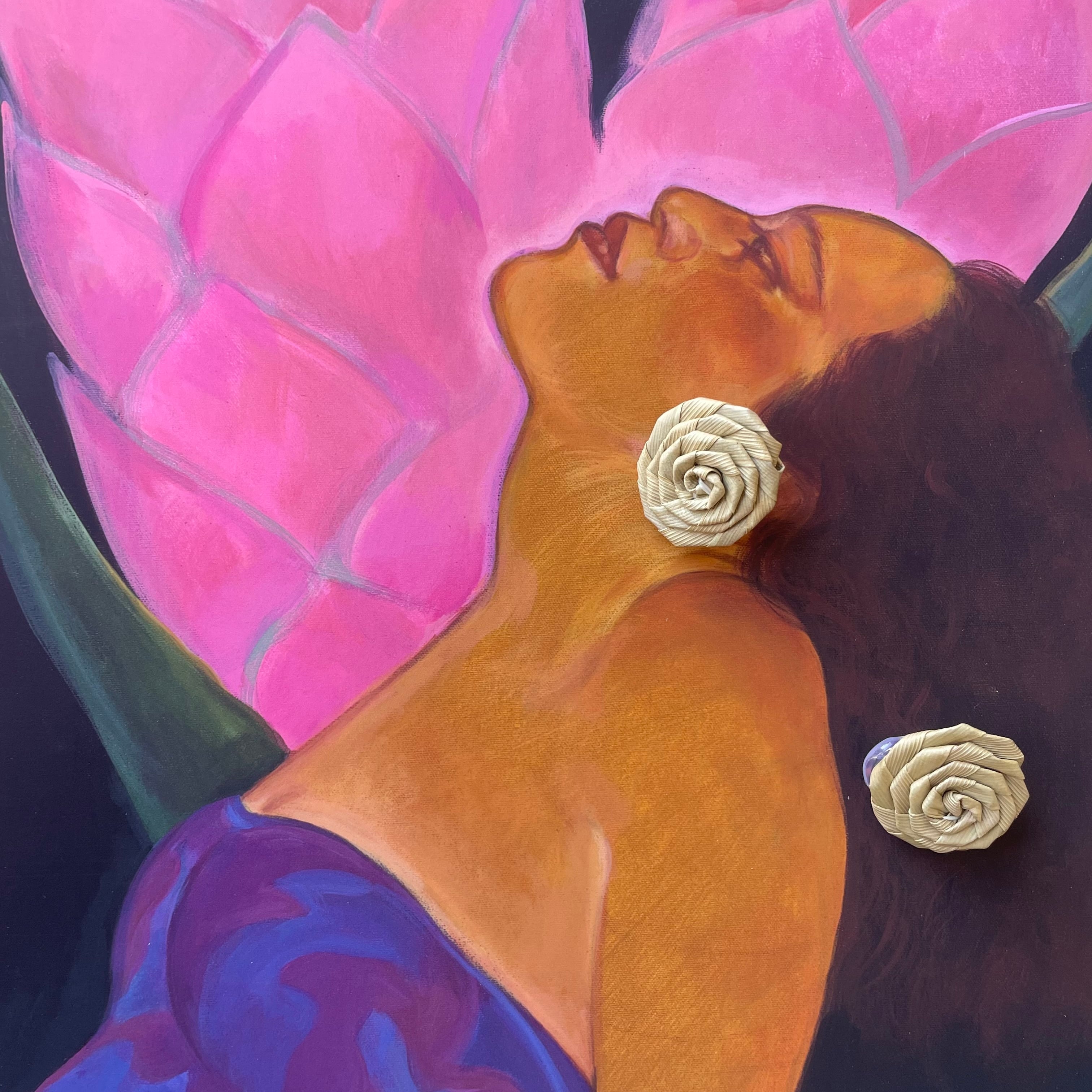 Lauhala Rose Ear Clip