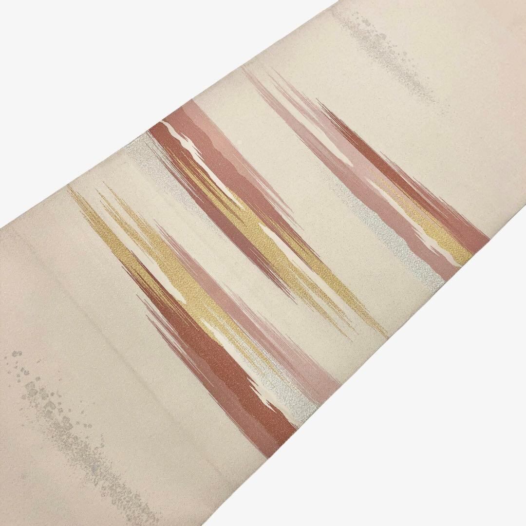 袋帯 綴れ 上品な霞模様 金銀糸 真珠色 O-3334 | リユース着物わびさび 