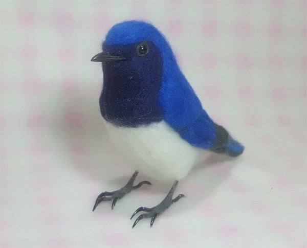 受注作成品】 オオルリ 大瑠璃 野鳥 リアルサイズ♪ 羊毛フィギュア