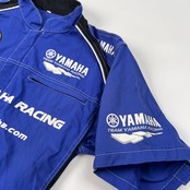 希少 レア YAMAHA ヤマハ TEAM YAMAHA RACING つなぎ メカニック スーツ 作業服 ツナギ L /ブルー/ビンテージ/レーシング/半袖