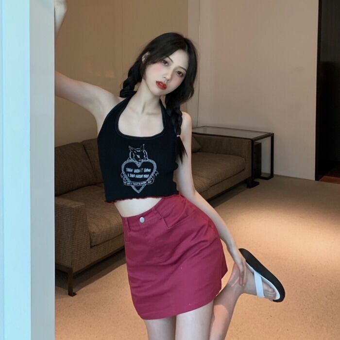 ホルターサマーショートトップス 大人ガーリー スウィート キュート カジュアル 夏物 ピュア ドラファッションホール41432247235