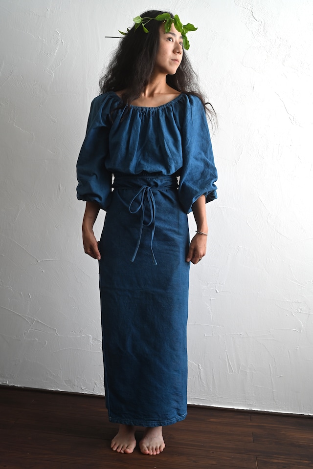 Indigo Dyed Wrap Skirt