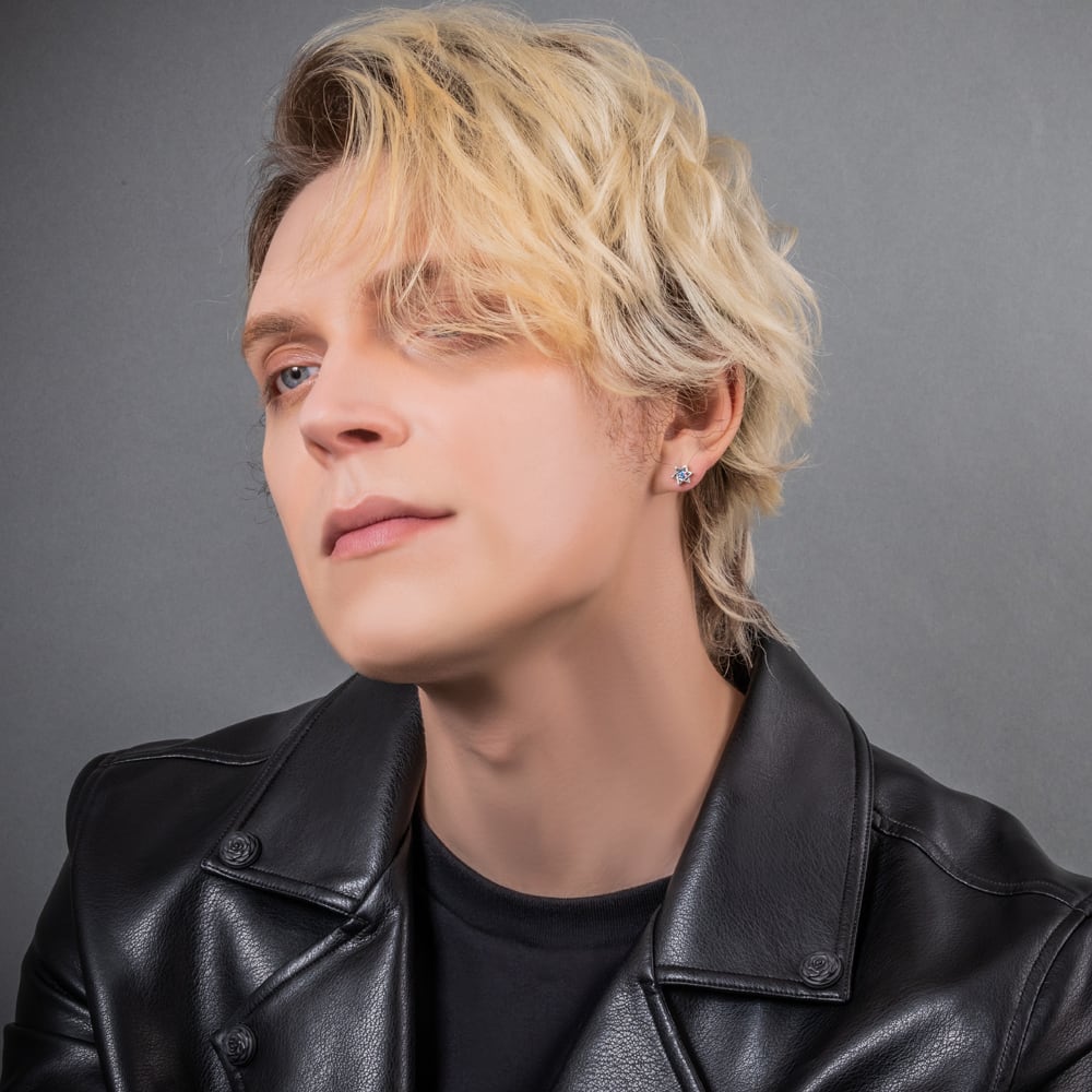 ヘキサグラムスタッドピアスBL AKE0073 片耳用 Hexagram stud earrings