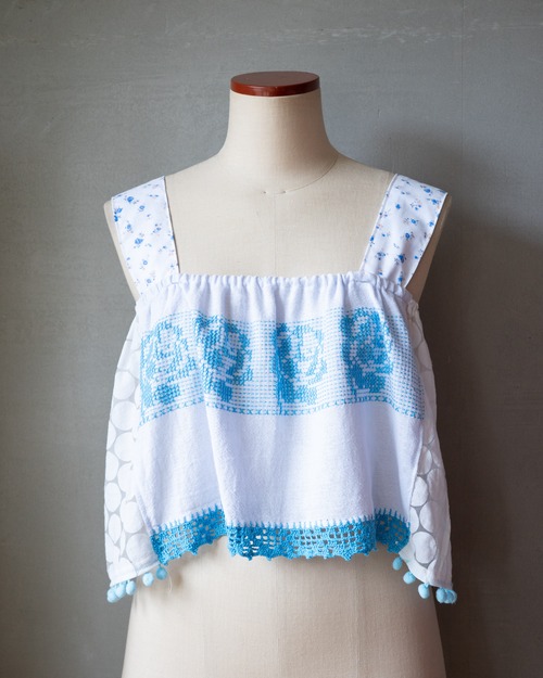 Embroidered and polka dot camisole