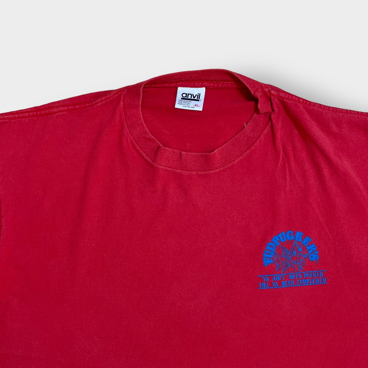 【anvil】80s USA製 BAR&GRILL レストラン アドバタイジング Tシャツ ワンポイントロゴ バックプリント シングルステッチ アンビル 半袖 XL ビッグサイズ US古着