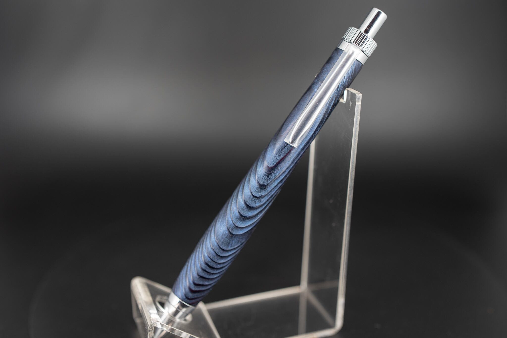 藍霞】屋久杉 浮造り 国産漆 silver MP | 木軸ペン工房 金杢犀