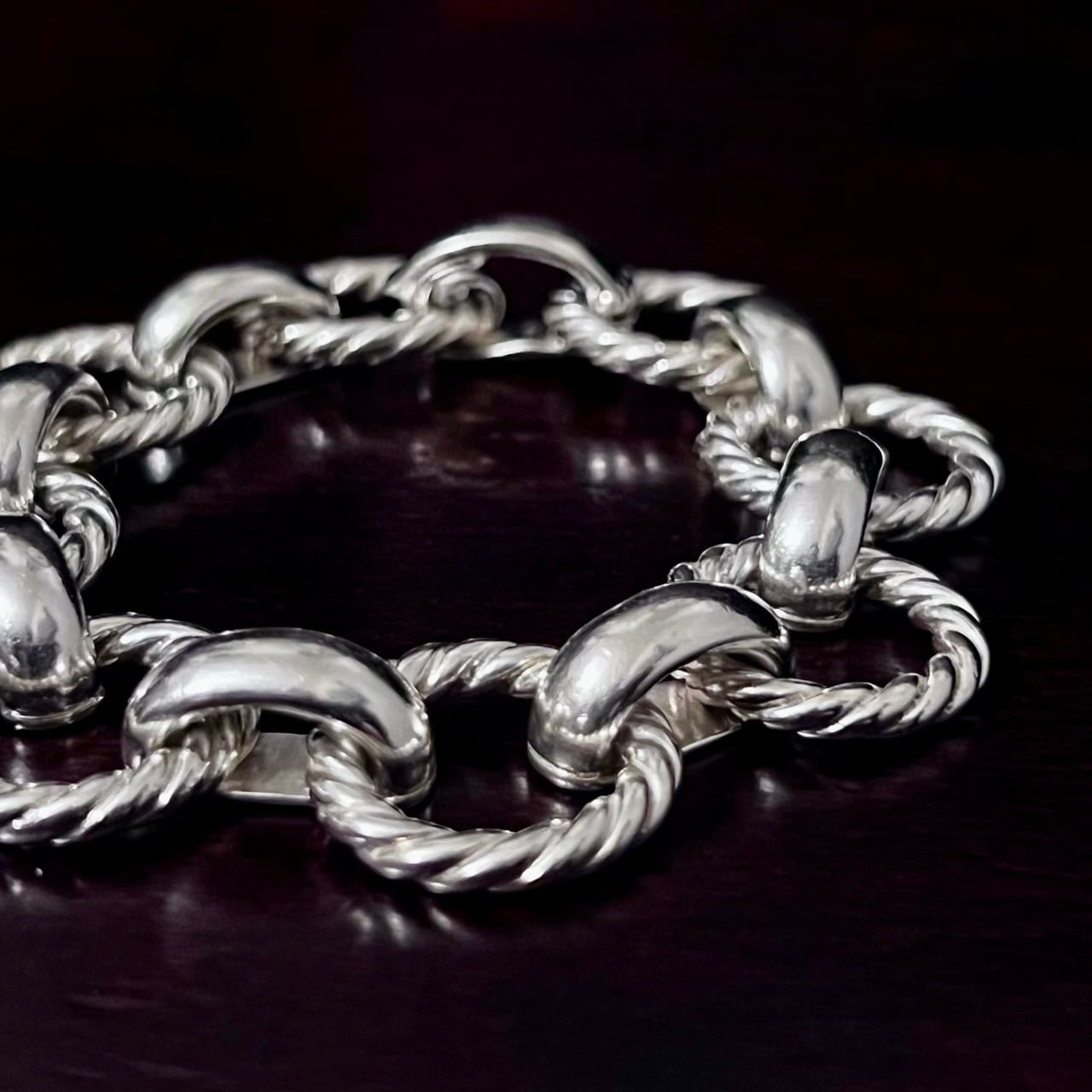 VINTAGE TIFFANY & CO. Twist Circle Link Bracelet Sterling Silver