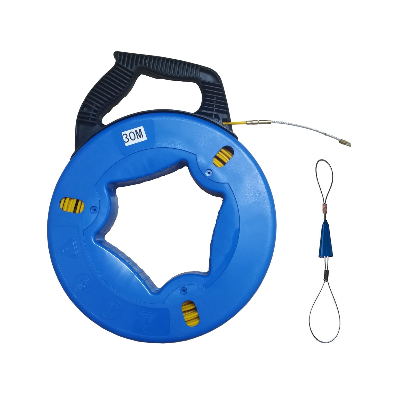 Leyicy 通線ワイヤー 30m 通線収納ケース付け スチールワイヤー 通線工具 屋根裏などに配線、通線、入線専用ツイスト形状のワイヤー 【4mm*30m】