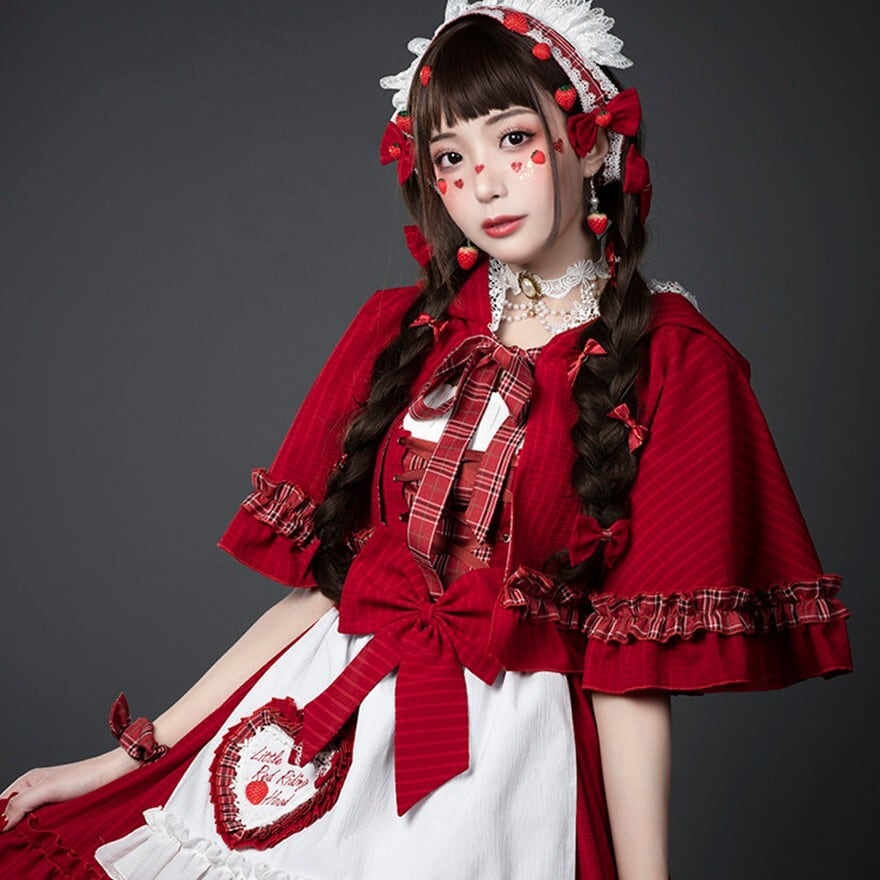 クラロリ ケープ 深紅フリル×レース 赤ずきん風デザイン｜WithU