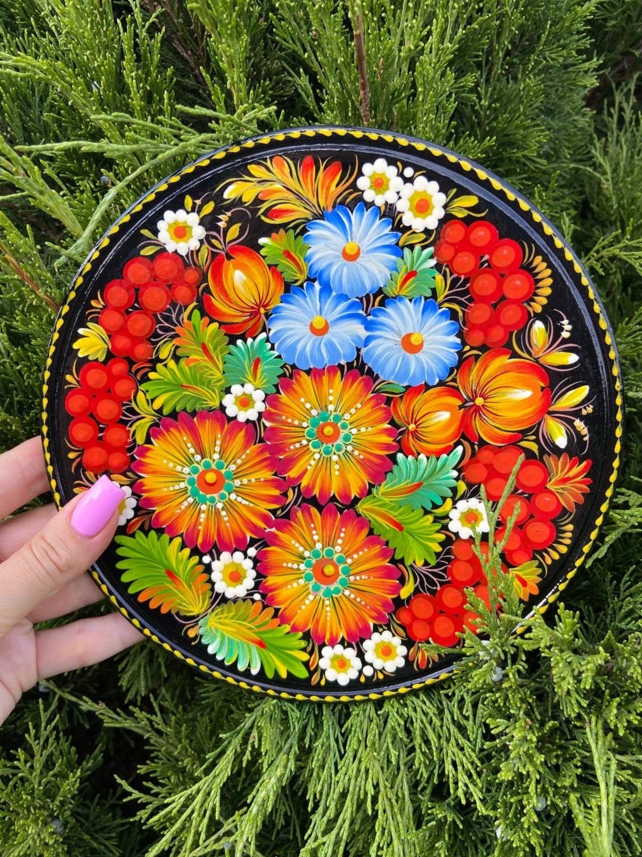 ペトリキウカ塗りのプレート（ホロベッツ）20cm - 7