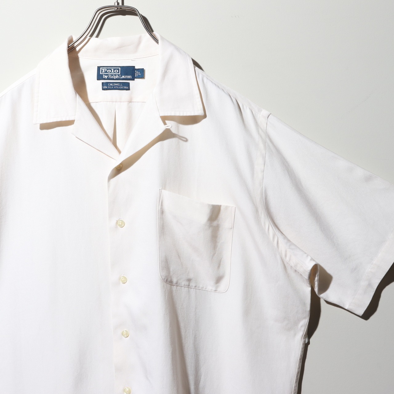 極美品 L 完全無地 白 Caldwell ポロラルフローレン 半袖開襟シャツ polo ralph lauren