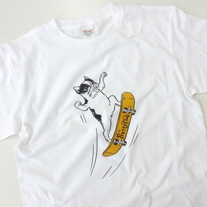 フレブル スケボー ジャンプ Tシャツ dog37 犬 フレンチブルドッグ ゆるい イラスト スケートボード