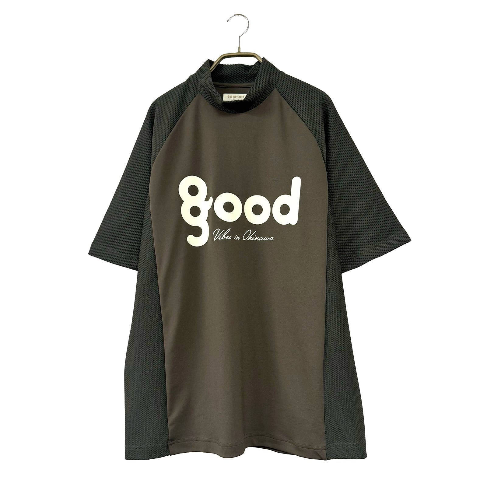 8G SHOOT × 69SLAM MESH SWITCHING MOCK NECK TEE -KHAKI-