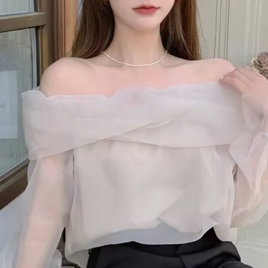 シフォンオフショルブラウス