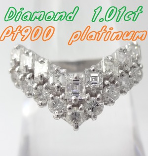 【SOLD OUT】1.01ct　ダイヤモンド　ハーフエタニティ　Vデザイン　プラチナ　～【Good Condition】1.01ct diamond half eternity V design platinum～