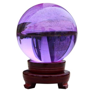 【新着特価】（イスイ）YISHUI K9 クリスタルボール パープル アメジスト 天然石 水晶球 紫水晶 風水グッズ ギフトガラス台座付き HP0268 木製台座 50ｍｍ