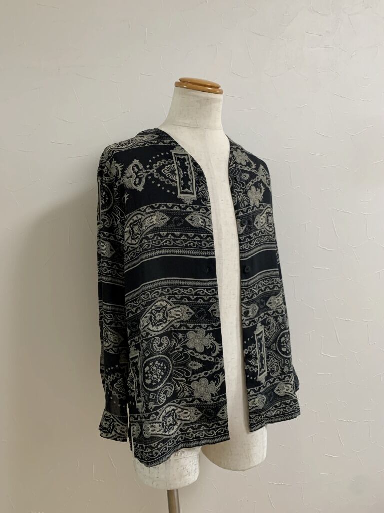 1990's Monotone Patterned No Collar Shirt