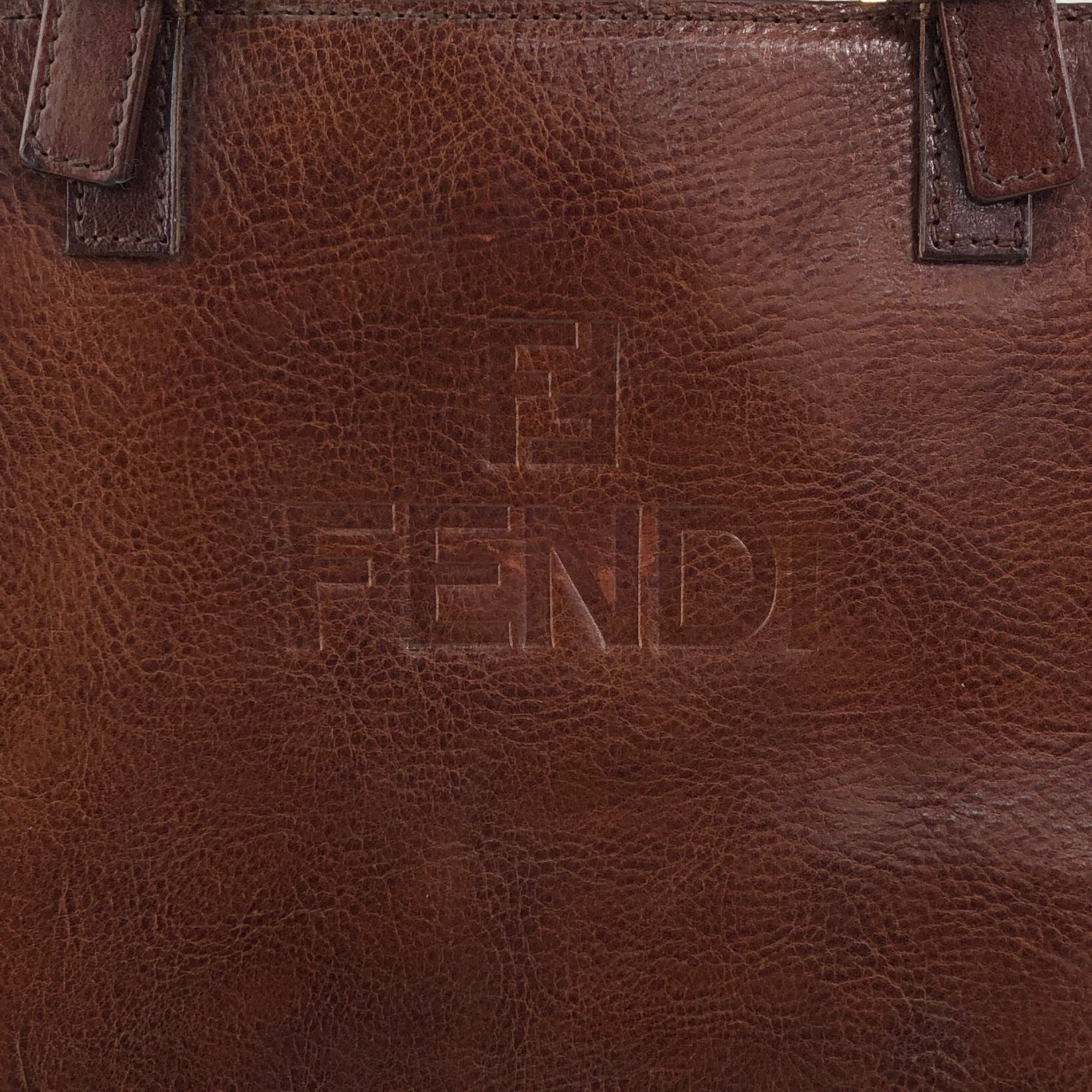 Fendi ブラウンロゴハンドバッグ FENDI フェンディ ハンドバッグ ブラウン ロゴ レザー vintage