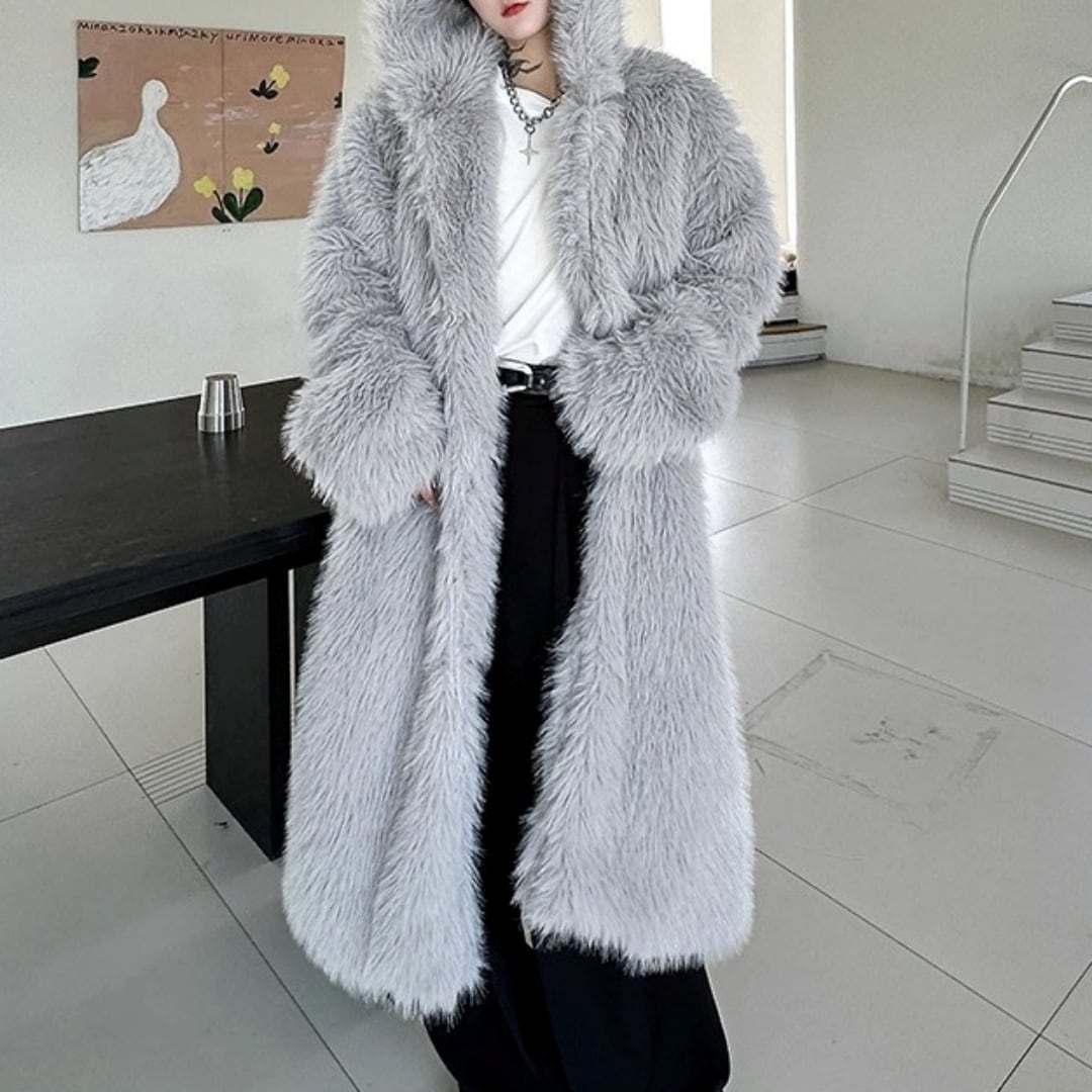 ラグジュアリー フーディロングファーコート 2カラー D12142