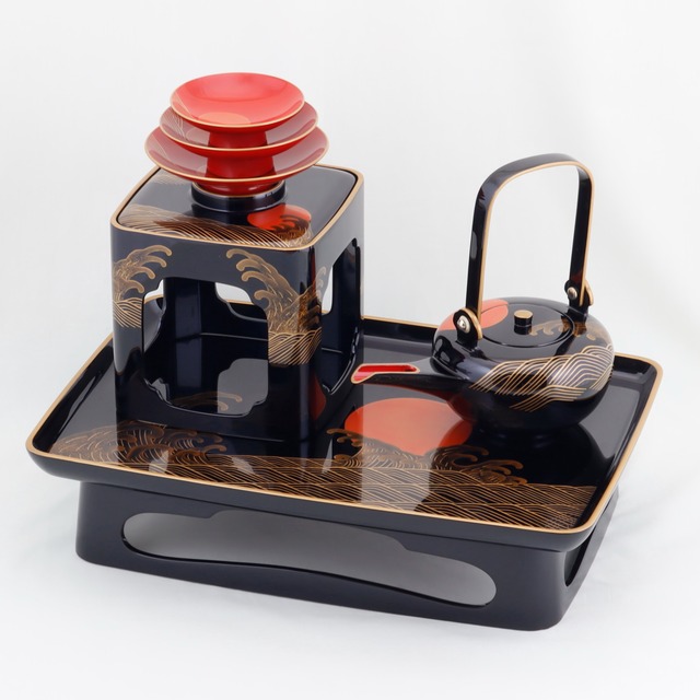 1951  輪島塗　屠蘇器／胴張形／日の出蒔絵