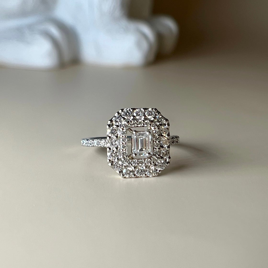 エメラルドカットダイヤモンド デザイン リング R263050プラチナ