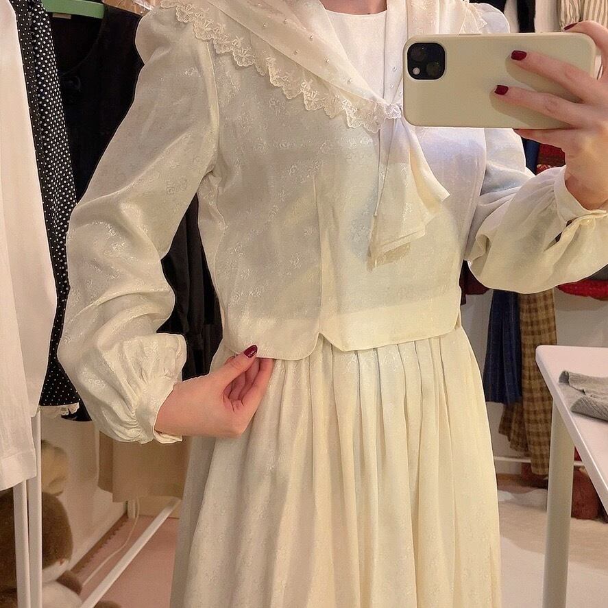 white satin shawl lace one-piece