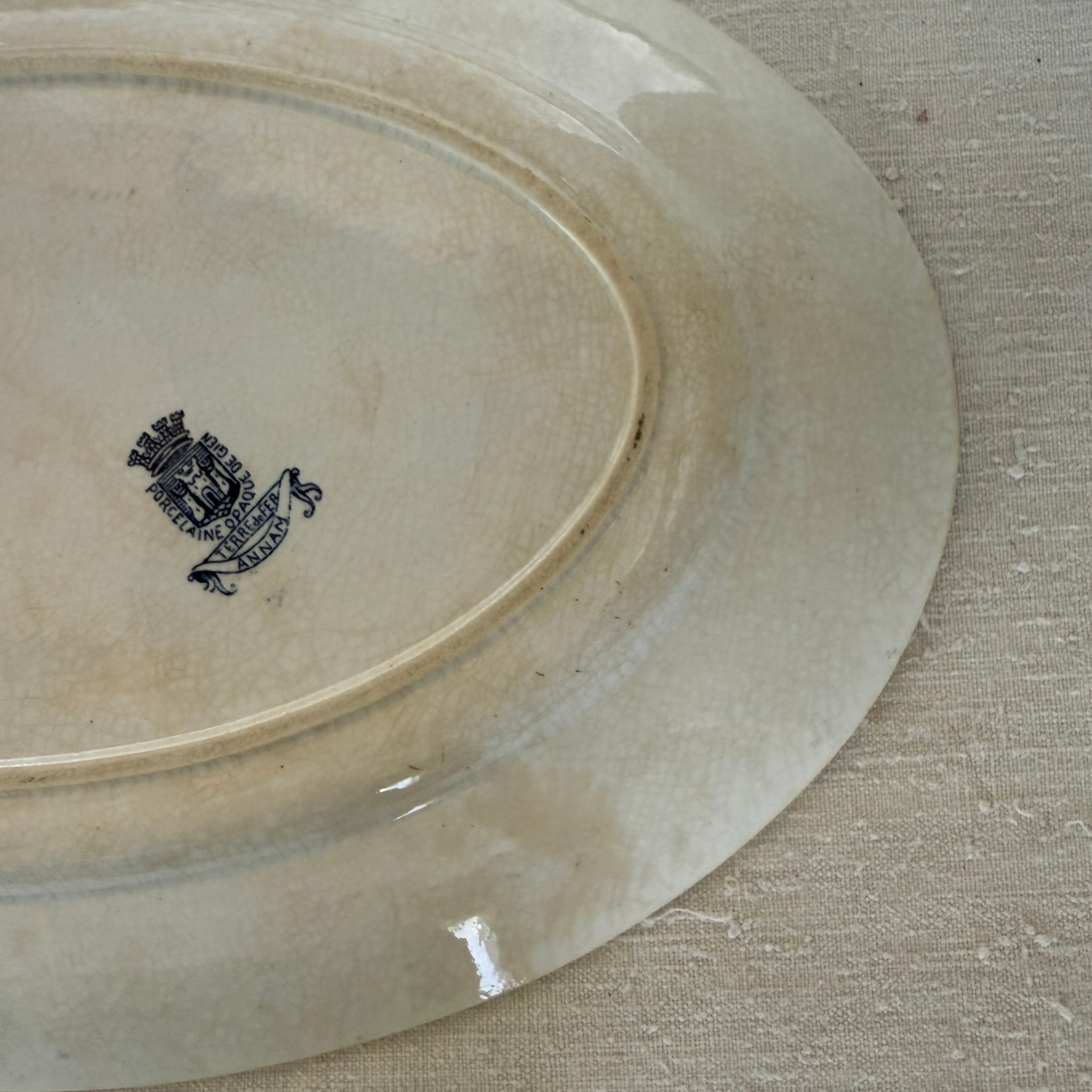 4　Gien belle ile　ジアン プレート 大皿 オーバル　展示保管品 French Large Oval Plate By Gien/フランスジアン窯の大きなオーバル