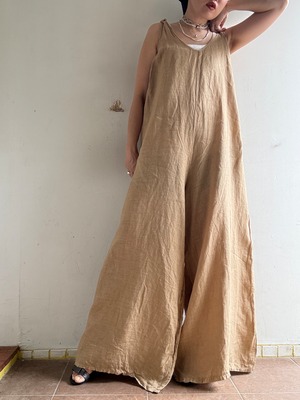 Vintage Linen Wide Jumpsuit