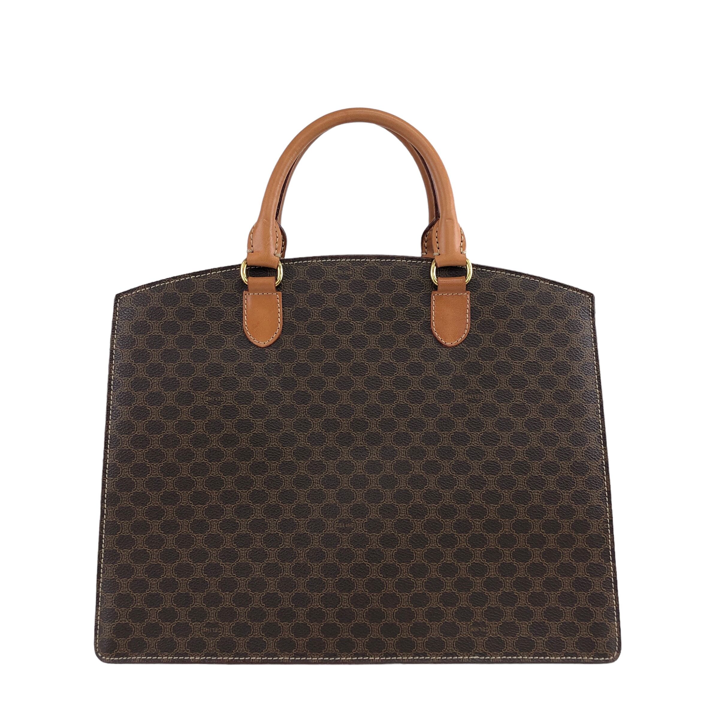 CELINE セリーヌ マカダム ブラゾン型押し レザー ハンドバッグ