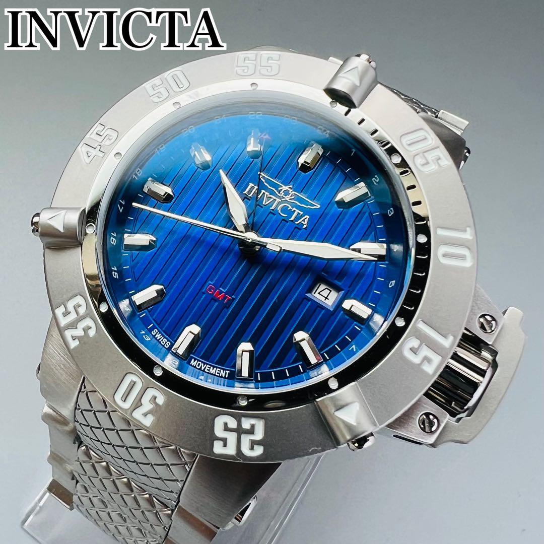 INVICTA インビクタ 腕時計 サブアクア メンズ ブルー シルバー 新品 クォーツ デイト デカ重 50mm 電池式 ブランド 銀 青