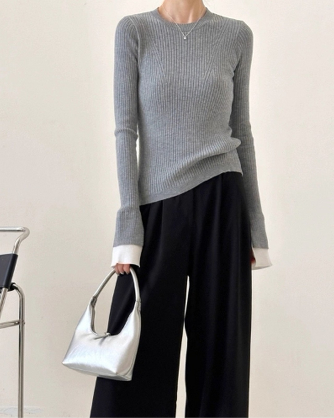 スリーブコントラストリブニット 2color  A0527 - 9