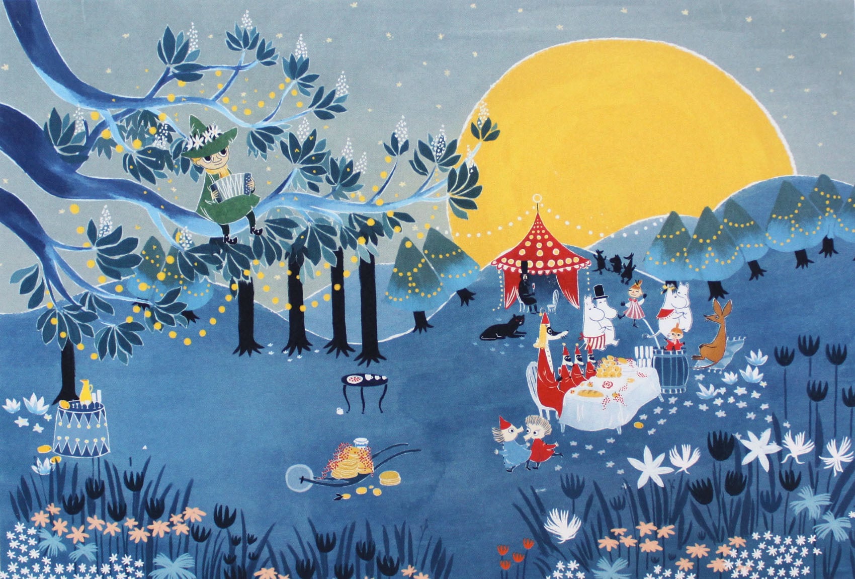 ムーミン 北欧 Postery「ムーミン谷のパーティー」送料無料 フレーム 展示用フック付アートポスター 絵画 インテリア アート